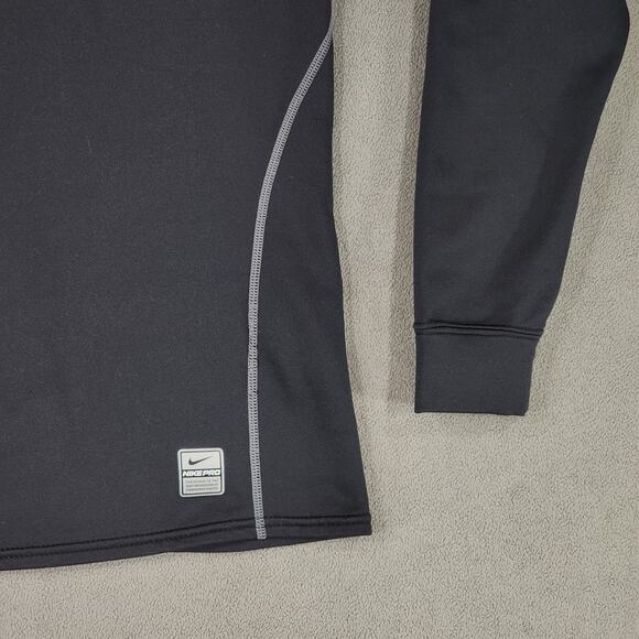 Nike Pro ThermaFit L Moc Neck Pullover Women Black White Compression Performance - Picture 11 of 14